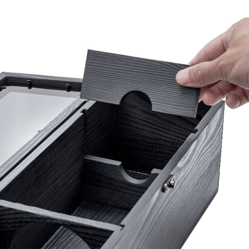 Black Wine Bottle Gift Box with Metal Latch