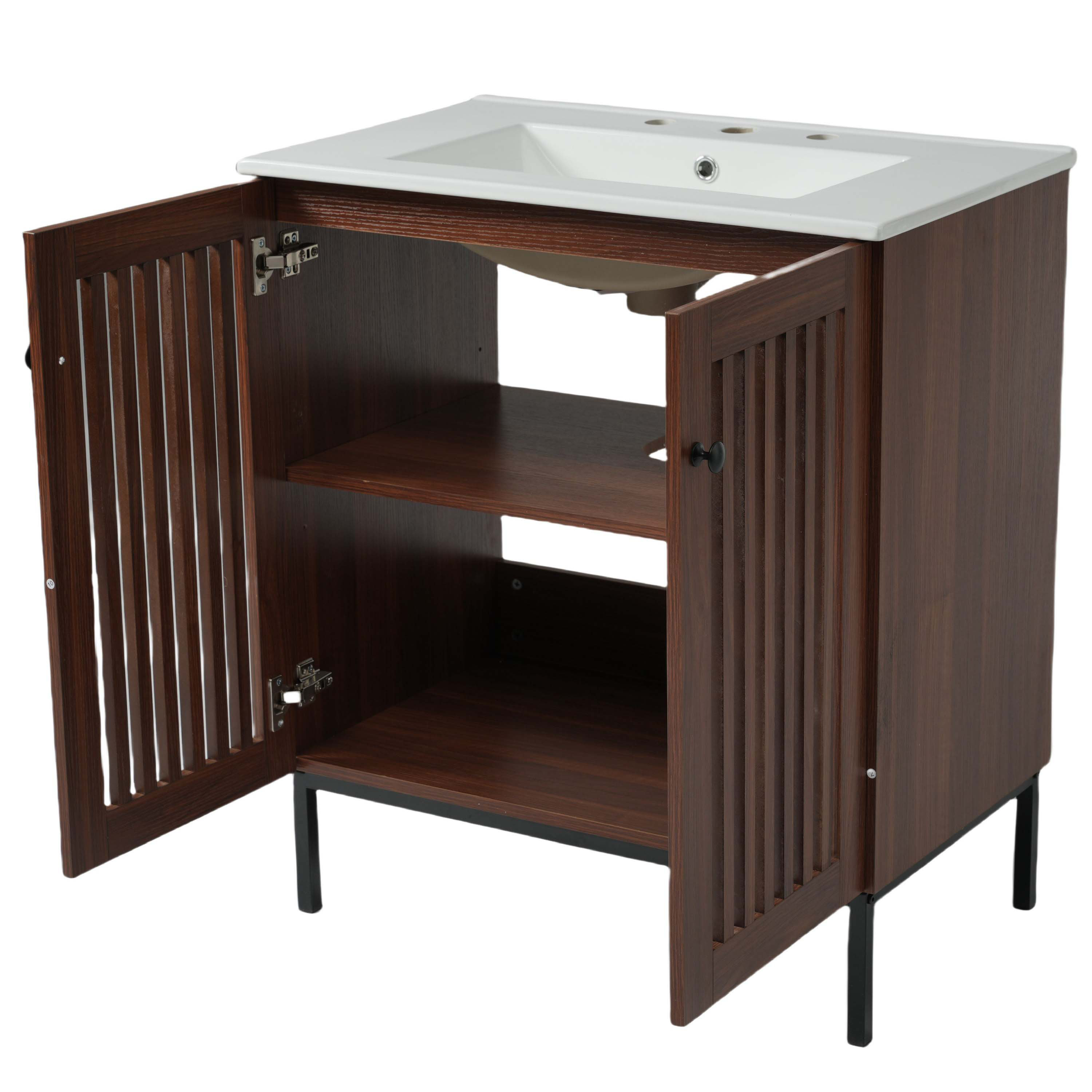 Wateday Modern 30-Inch Dark Brown Bathroom Vanity | Wayfair