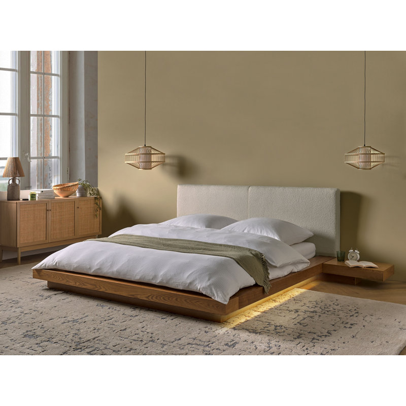 Ronish Upholstered Bed, Light Brown/White, Kingsize (5')