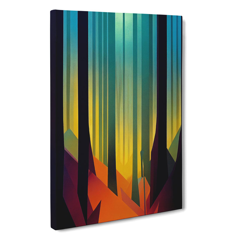 Block Print Forest No.3 - Print, Wrapped Canvas, 50cm H x 35cm W x 3cm D, No Matte