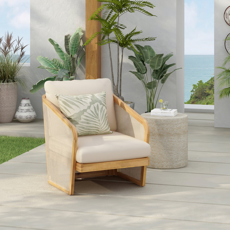 Fauteuil club en bois et bois textilene