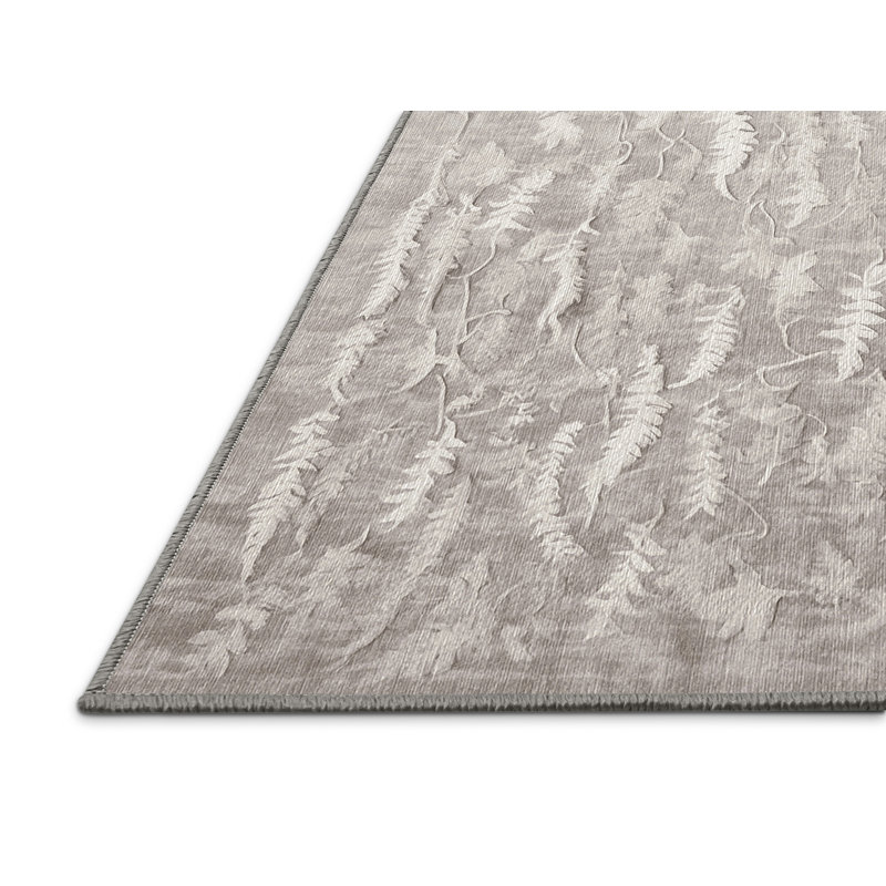 Machine Washable Gray Area Rug, Square 5'