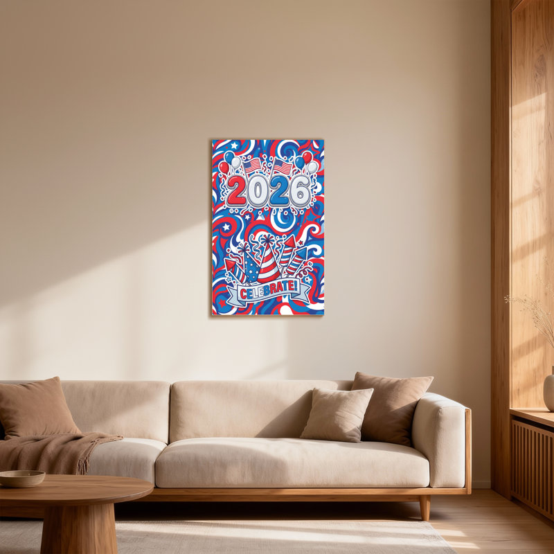 Motif de célébration patriotique rouge, blanc et bleu tendance, H 12 po x l 18 po