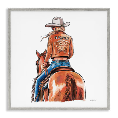 «Glam Cowgirl Jockey», art de la giclée encadrée par Amanda Greenwood