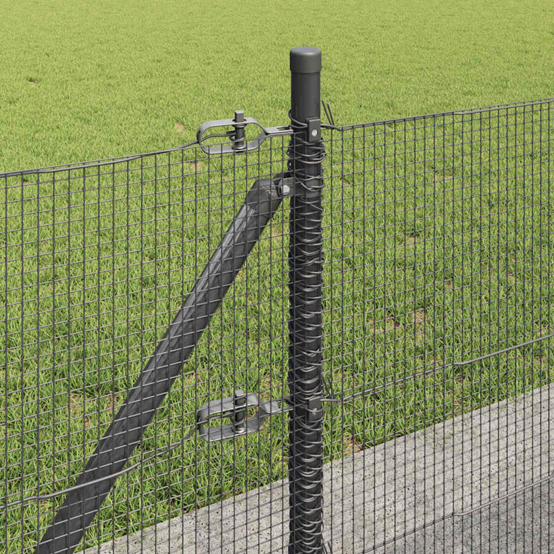 Vidaxl Fence With Posts Steel, Grey, 40cm H x 1000cm W x 3.2cm D