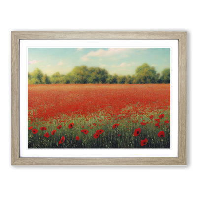 A Lush Poppy Field Flowers - Framed Print