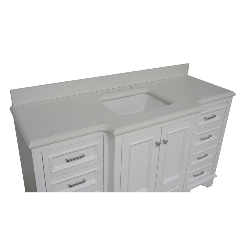 Loughlam 60'' Single Bathroom Vanity with Top, White, Quartz