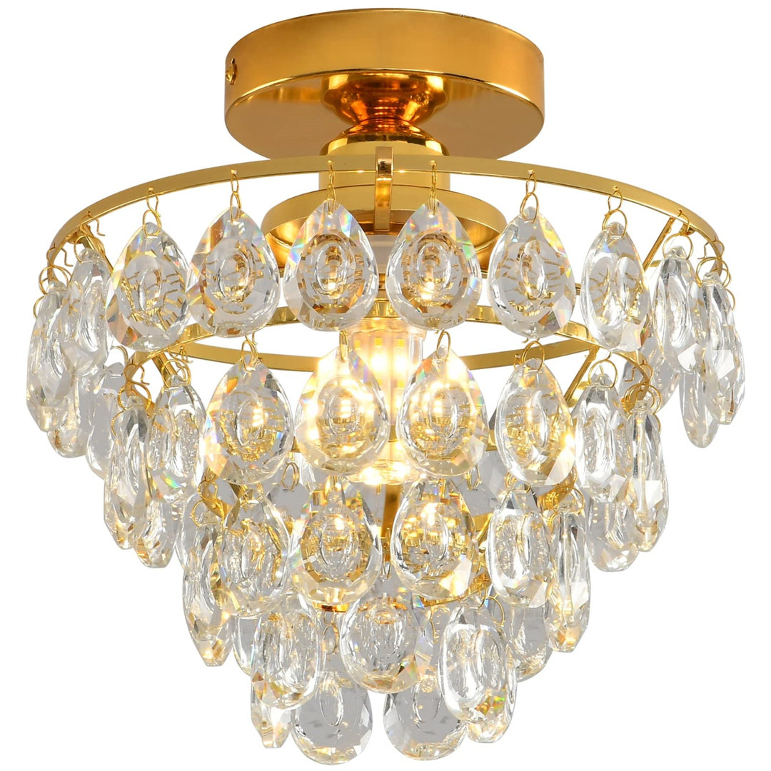 Modern Kristall Deckenleuchte Gold Flur Leuchte Elegantem Kronleuchter Kristall Runde, Dekoration Deckenlampe Für Mädche...