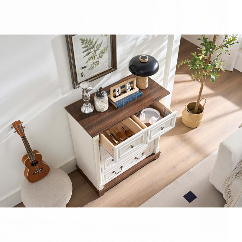 Wood Storage 5 Drawer Dresser Chest