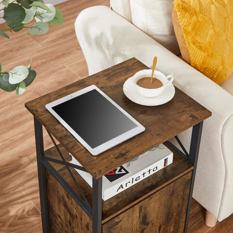 Blevens 16'' W Metal Nightstand, Brown, Individual