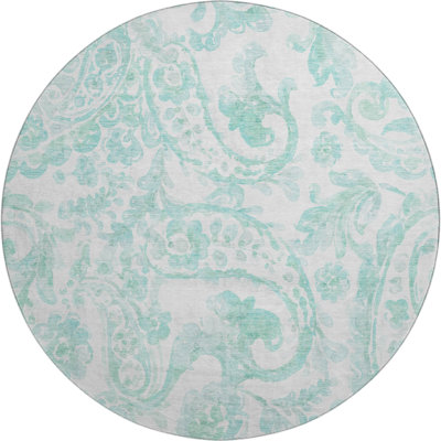 Premium Machine Washable Prisco Turquoise Rug