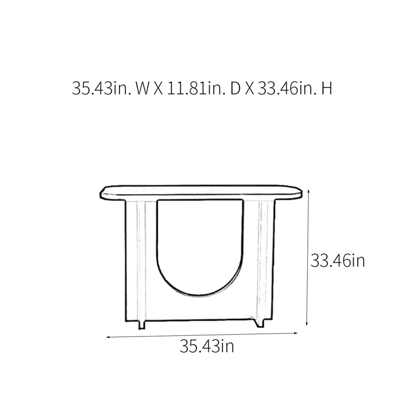 Retro Minimalist Console Table, 33.46" H x 35.43" W x 11.81" D