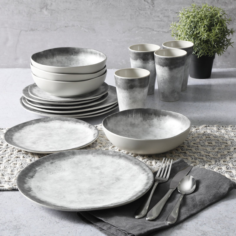 Gray Granite Melamine Dinnerware Set - Service for 4