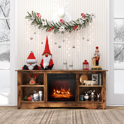 Meuble télé Lark Manor ™ de 58 po avec foyer électrique chauffant de 18 po et 3 tablettes réglables pour téléviseur de 65 po