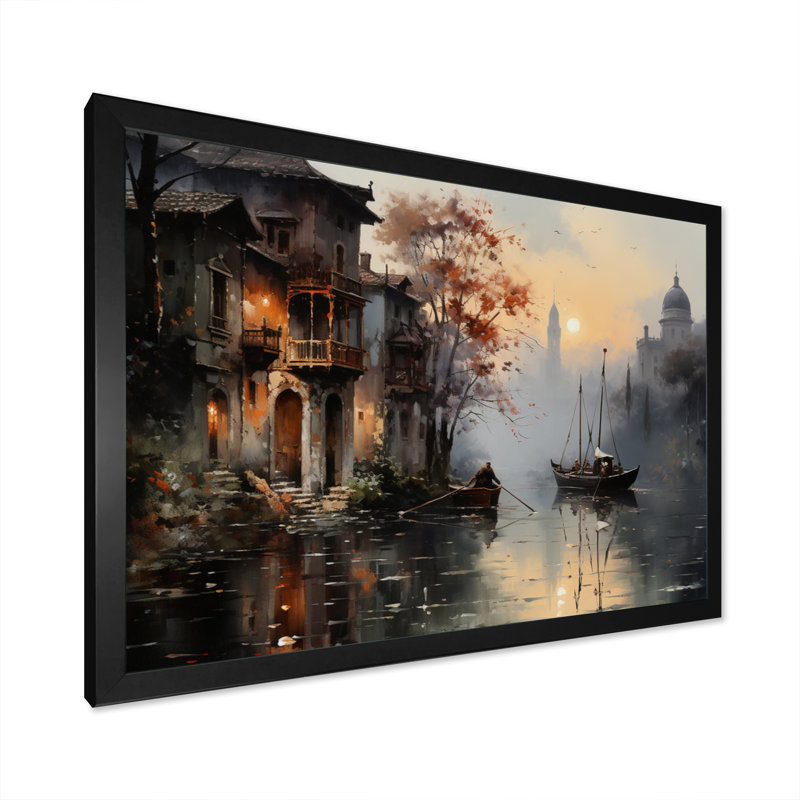 Canal Mystical Journey, atténué sur toile, H 12 po x l 20 po x P 1 po, Cadre photo noir