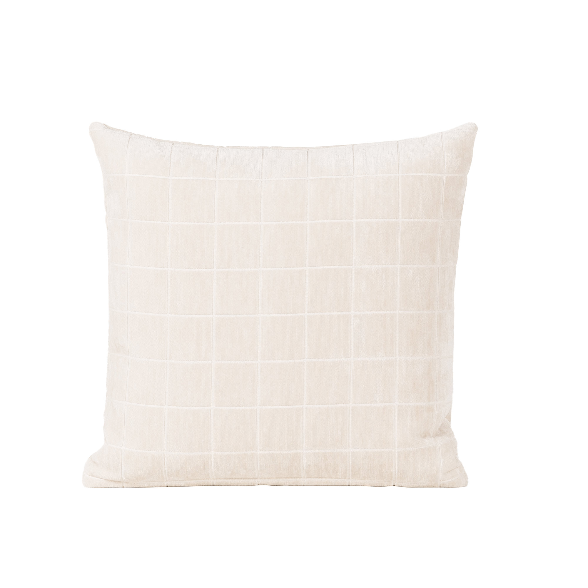 Otterville Velvet Grid Throw Pillow, 26"H x 26"W, Cream Geometric, Polyester