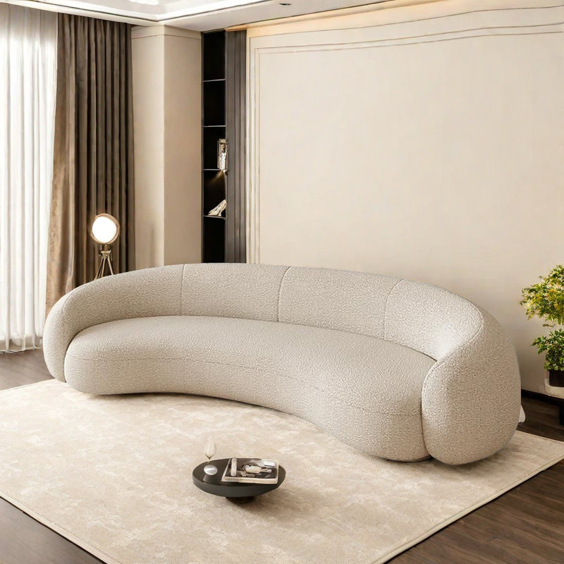 Canapé incurvé moderne de style simple, H 26,77 po x l 82,68 po x P 46,46 po, Beige