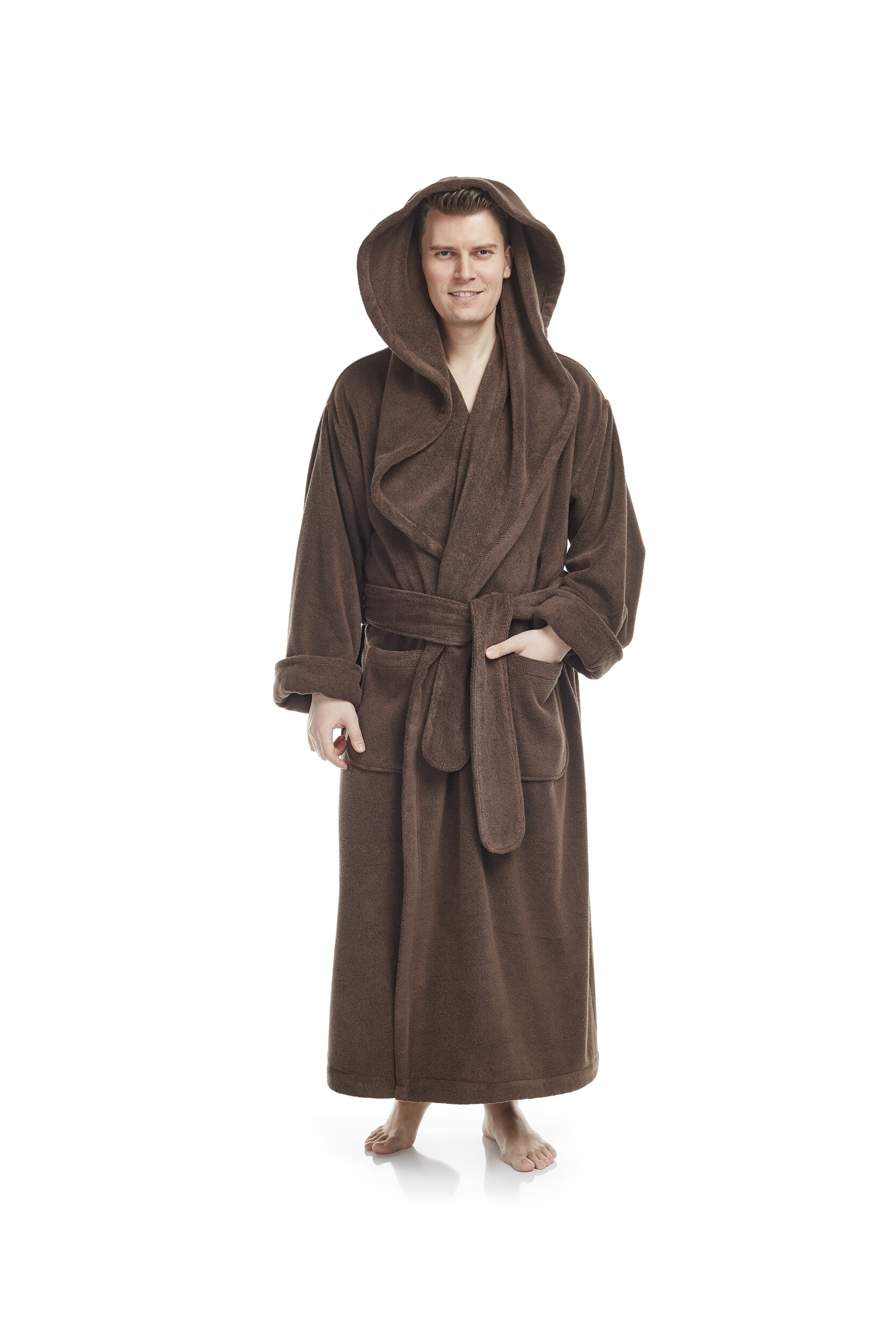 Men's Cotton Thick Hooded'n Full Long Bathrobe – Arus Bathrobes and Home  Textile