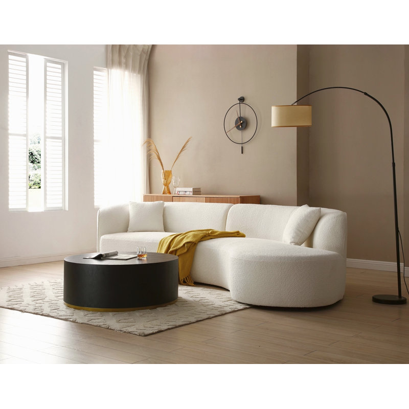 Ensemble de canapé de luxe 2 pièces de style moderne avec dossier courbé et méridienne, canapé modulaire faisant face à la droite, canapé Boucle