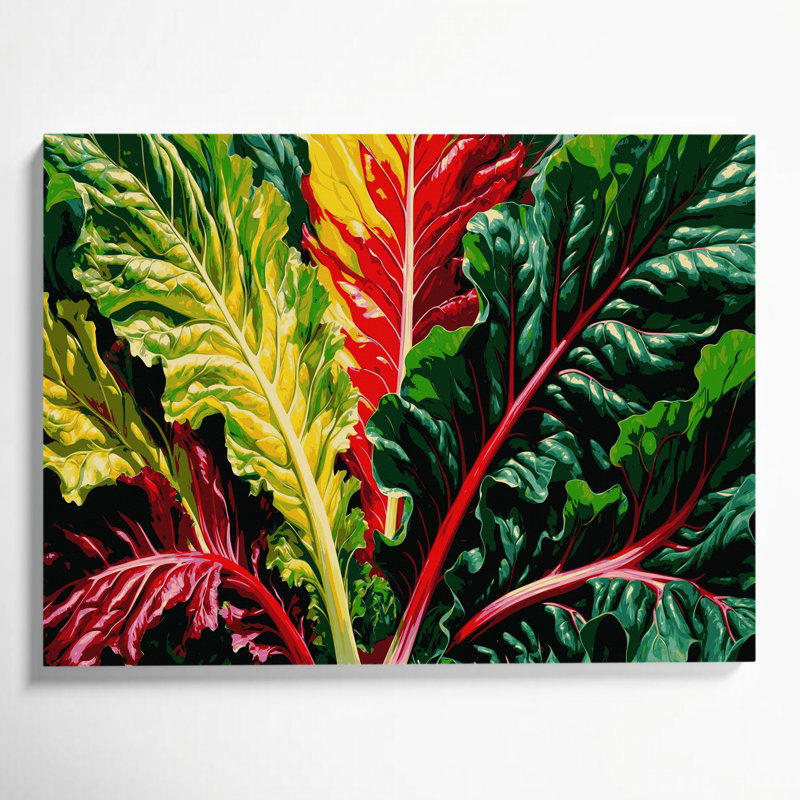 Art végétal sur toile vert, H 11 po x l 14 po