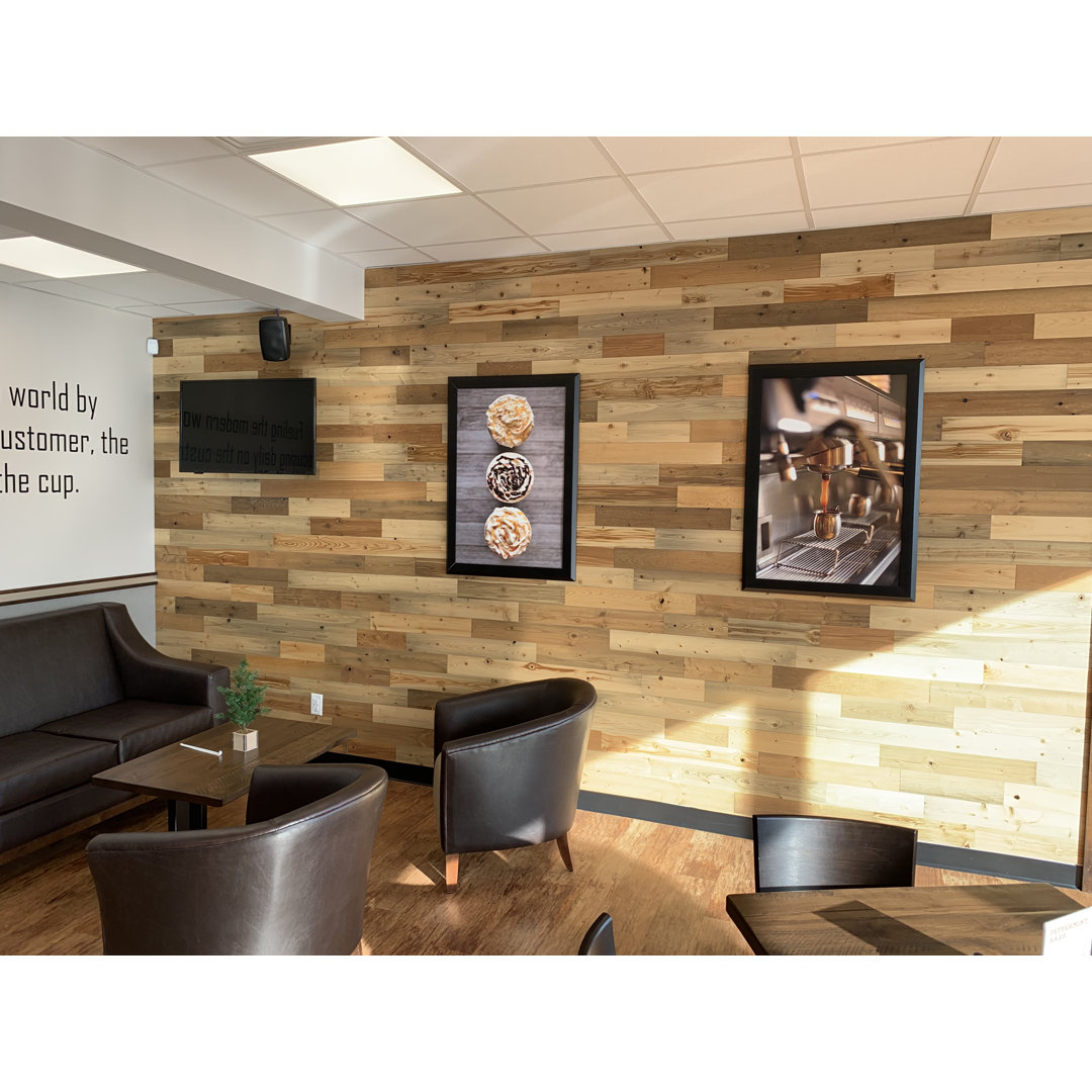 Timberchic River Reclaimed Wooden Wall planks - Simple Peel & Stick Wall Covering Application for DIY Accent Wall & Home Improvement - Modern, Premium Wall Paneling Timber Chic Color: Natural Size: 4" Wide