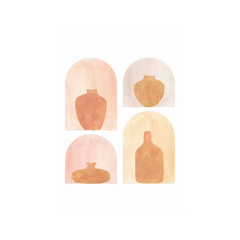Abstract Terracotta Vases by Whales Way - Print on Canvas, 66.04cm H x 45.72cm W x 3.81cm D, Wrapped Canvas
