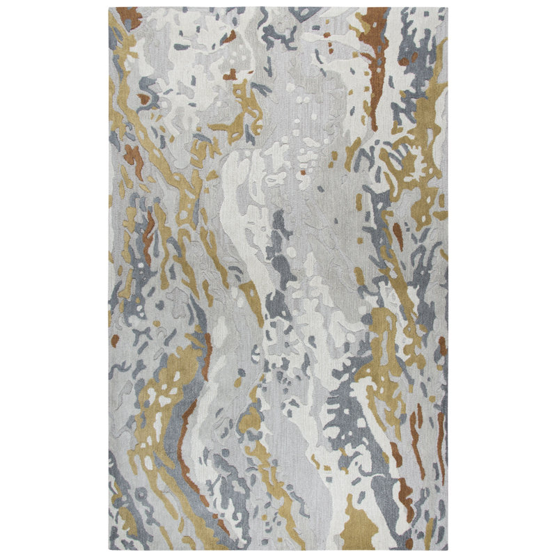 Gomes Wool Abstract Indoor Rug, Rectangle 5' x 8'