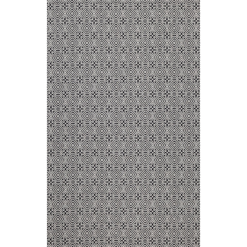 Martha Stewart Cotton Geometric Rug in Charcoal/Gray, Rectangle 3' x 5'