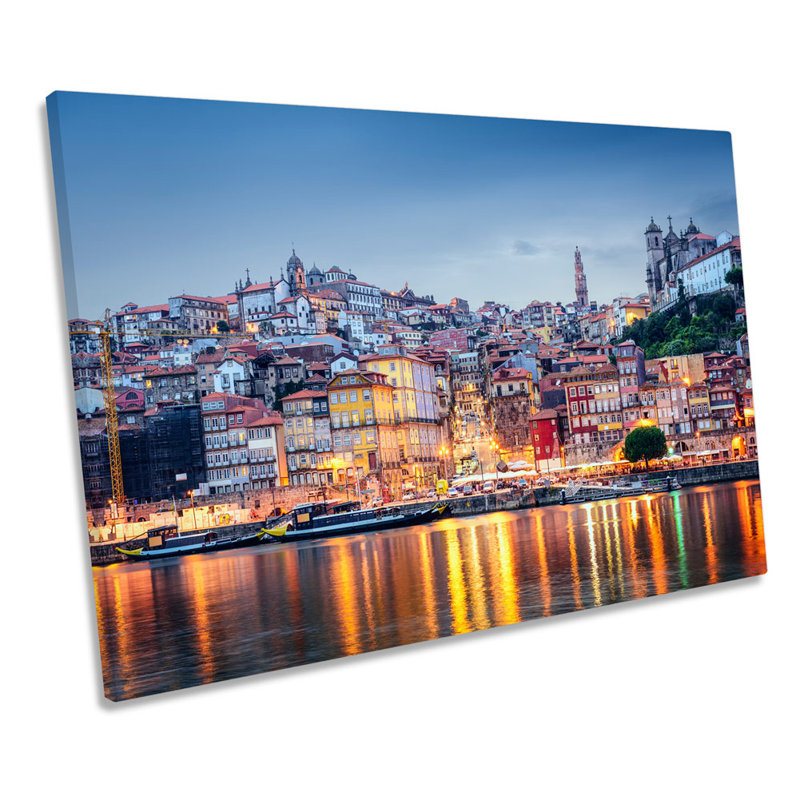 Porto Portugal Sunset - Wrapped Canvas Print, 30.5cm H x 45.7cm W x 2cm D