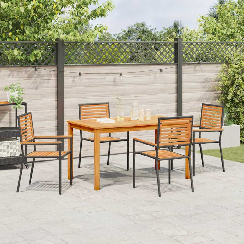 Patio Dining Set with, Black, 5, Black, 4