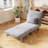  "31.5" convertible chair bed with adjustable backrest, tri-fold sofa bed with steel frame, light grey"