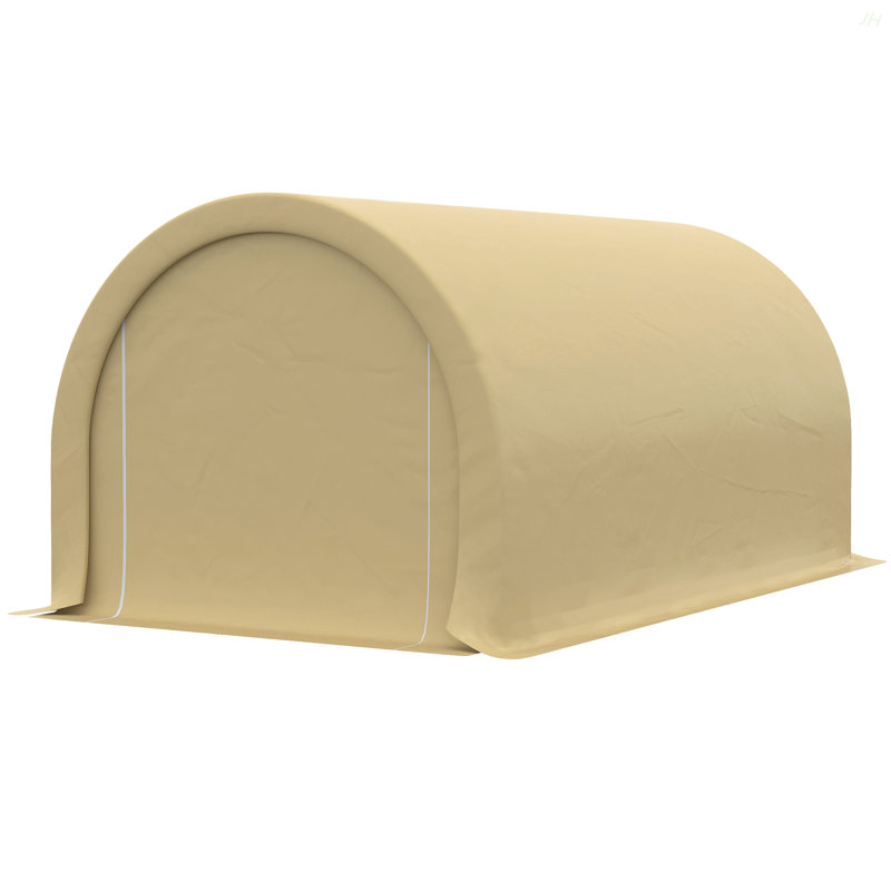 Outsunny 10' X 16' Carport, Heavy Duty Portable Garage Storage Tent With Large Zippered Door, Anti-UV PE Canopy Cover For Car, Truck, Boat, Motorcycle, Bike, Garden Tools, Outdoor Work, Beige