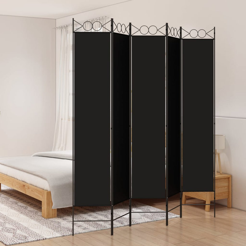 Casida Folding Room Divider, Black, 5, 200 x 200 cm