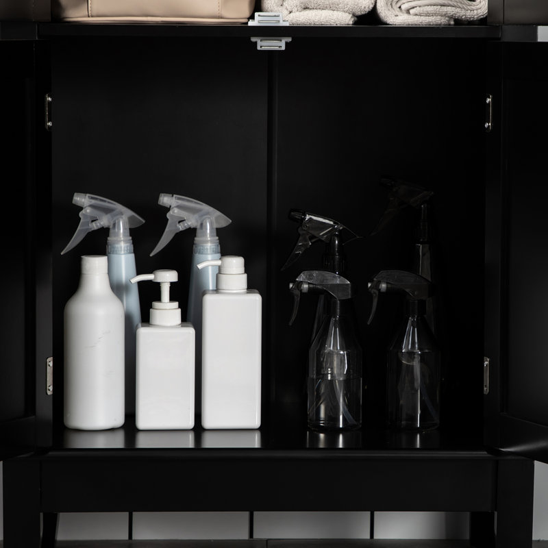 Armoire de salle de bain, 2 armoires de rangement, porte en verre trempé, tablettes réglables, noir pour armoire de salon, sections, utilisation