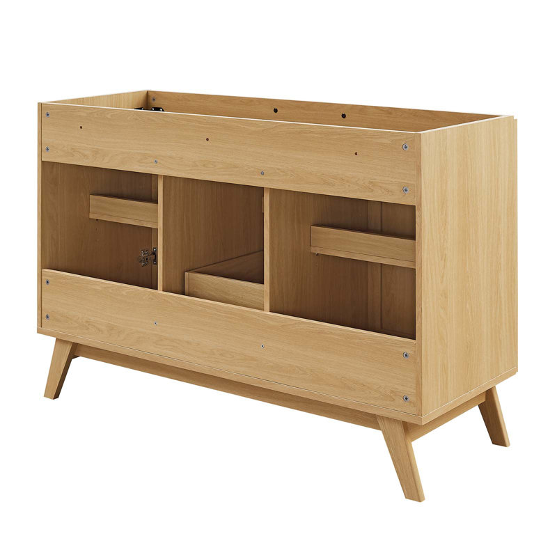 Soma 47'' Oak Freestanding Double Bathroom Vanity with Rattan Weave