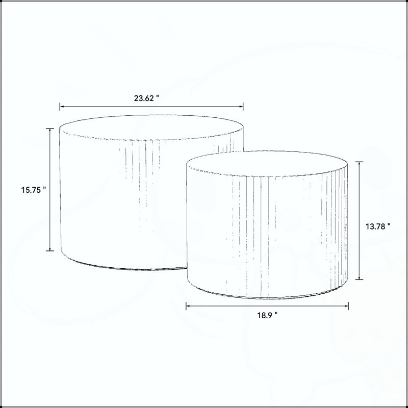 Ensemble de 2 tables basses rondes en MDF fabriquées à la main avec une finition durable et un design élégant pour la vie moderne