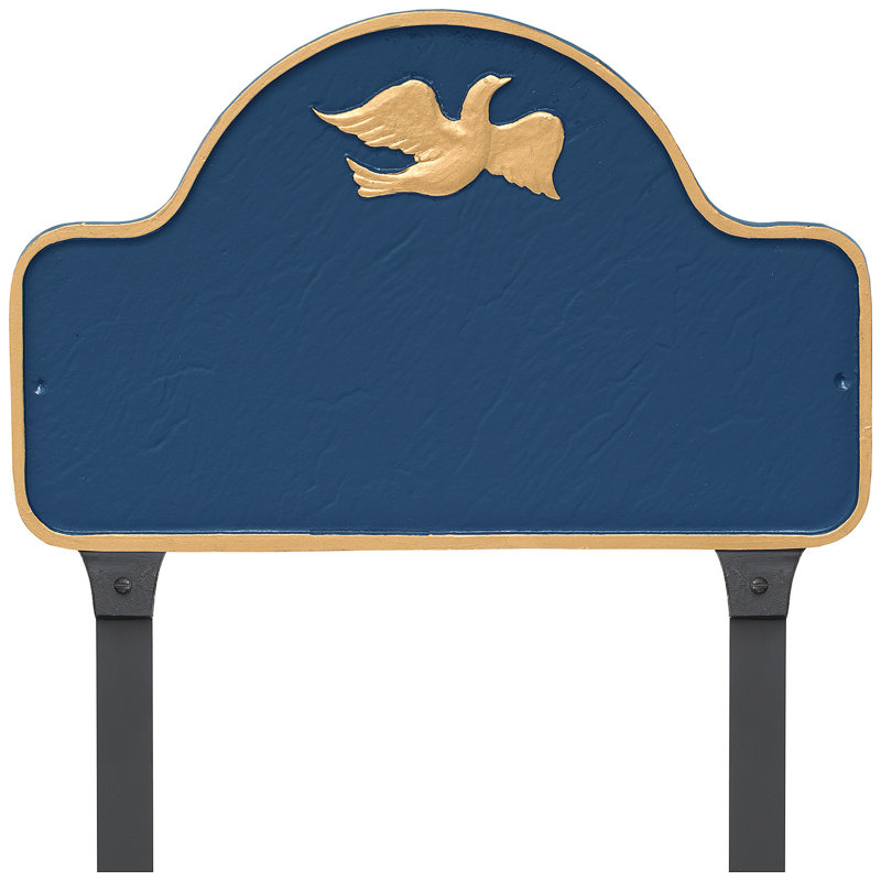 Plaque d'adresse avec colonnettes Dove Arch, Bleu de mer / doré, Oui