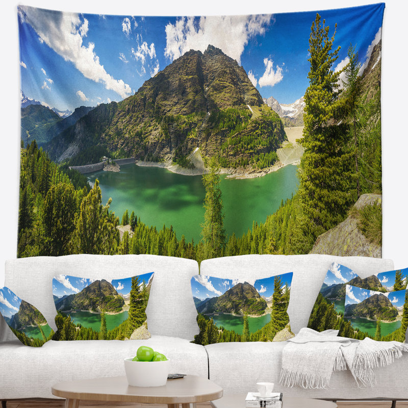 Paysage avec tapisserie du réservoir alpin Greeny, H 78 po x l 92 po