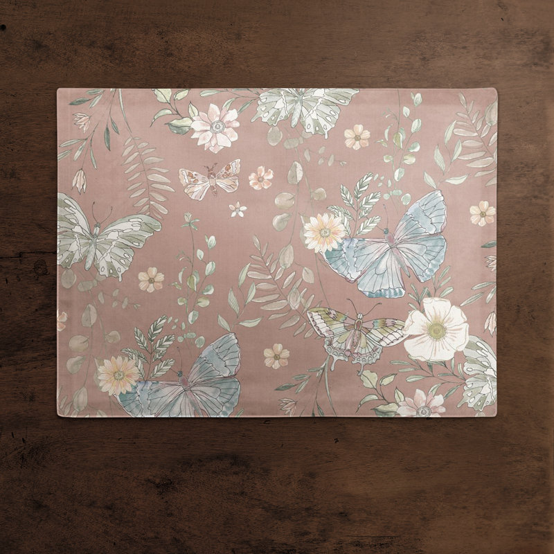 Papillons sur un napperon d'extérieur, Rose, Butterfly