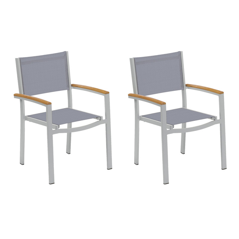 Travira Stacking Patio Dining Chair, Tekwood Natural, Black, Flint