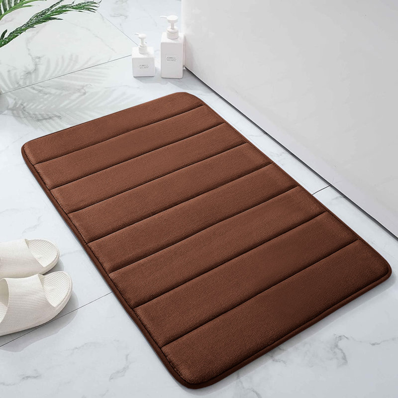 Mylhana Memory Foam Bath Mat - Non Slip Super Absorbent & Quick Dry Anti-Bacterial, Brown, 40cm W x 60cm L