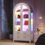 Freestanding Arch Display Cabinet with RGB Lights and Motion Sensor, Large Capacity Tempered Glass Doors Office Storage Cabinets-1332428177