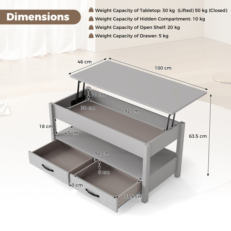 Lift Top Coffee Table with Storage