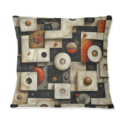 Formes géométriques modernes rouges et blanches - Coussin décoratif moderne