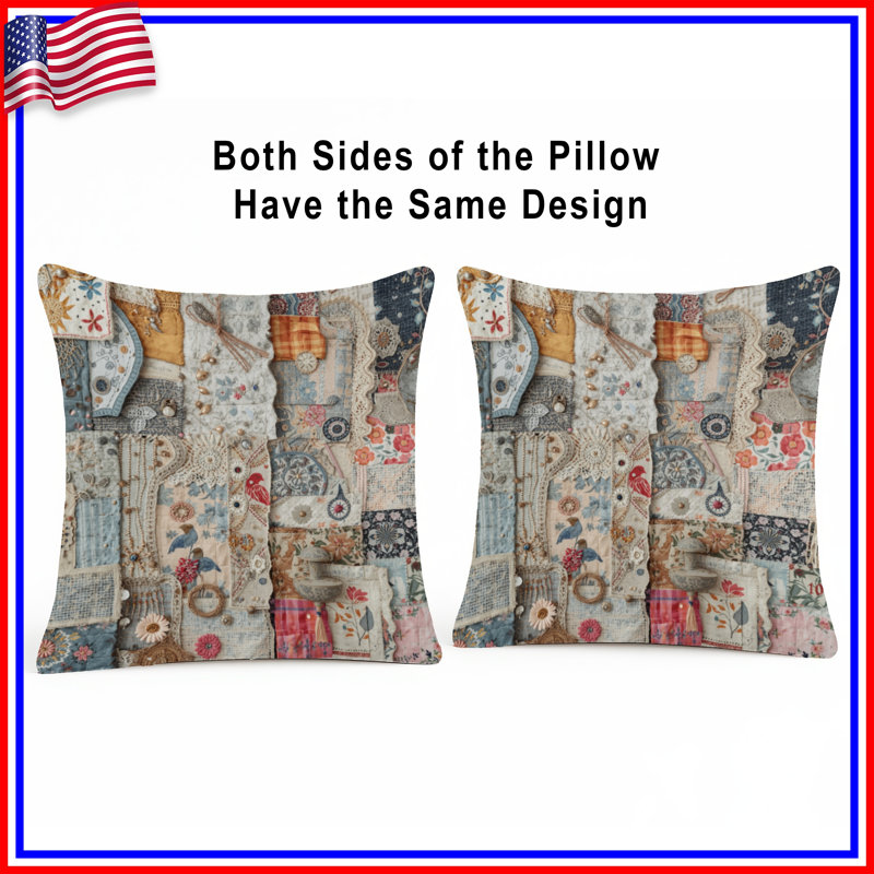 Coussins décoratifs en tissu rétro, 14 X 14 pouces