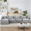 Canapé modulaire en chenille gris 130,7 pouces - canapé-lit en U à 4 places avec repose-pieds mobile, combinaison de bricolage pour le salon-600689426