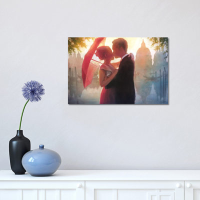 Red Umbrella In Venice by Christopher Clark - Floater Frame Print on Canvas