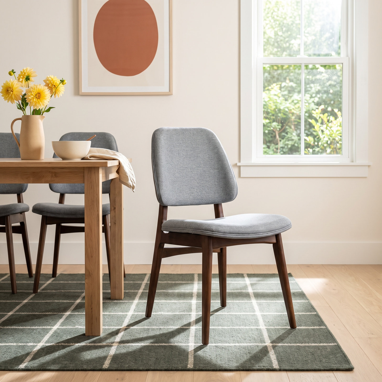 Kinser Oak Dining Chair, Essence Gray/Nogal Frame