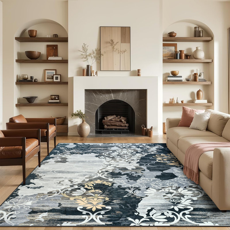 Groner Large Living Room Area Rug Soft Abstract Farmhouse Rugs For Bedroom Under Dining Table, Rectangle 4' x 6'