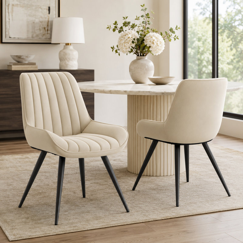 43.7 cm H Full Back Side Chair, Beige